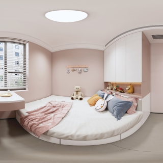 现代二楼小女孩房全景