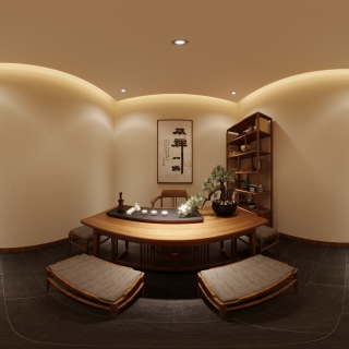新中式二层茶室包房5全景