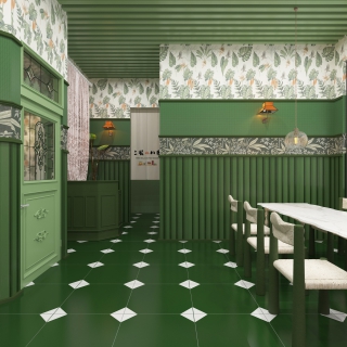 复古风粉绿餐厅-3