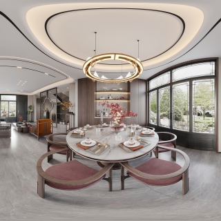 新中式一层餐厅360