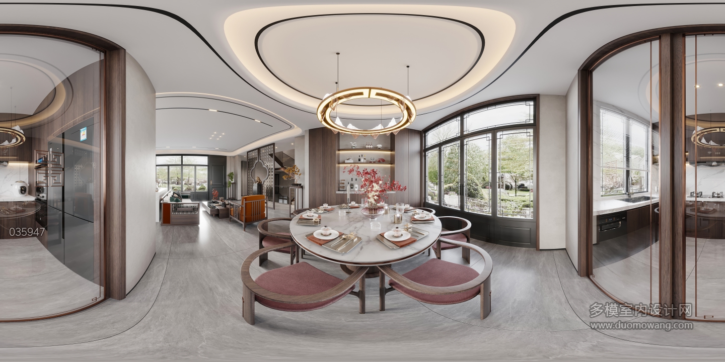 新中式一层餐厅360