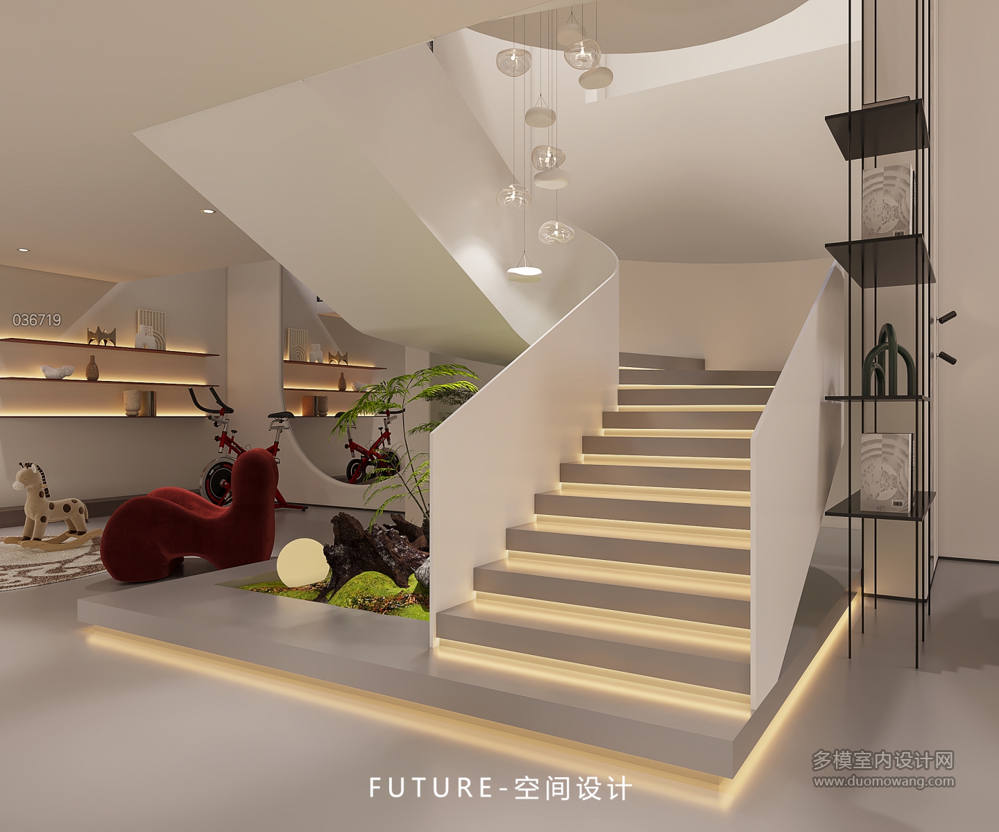 负二楼现代楼梯景观