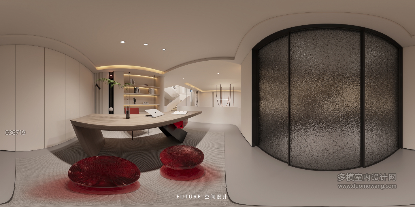 负一楼现代书房360