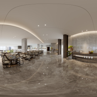 中式酒店就餐区全景