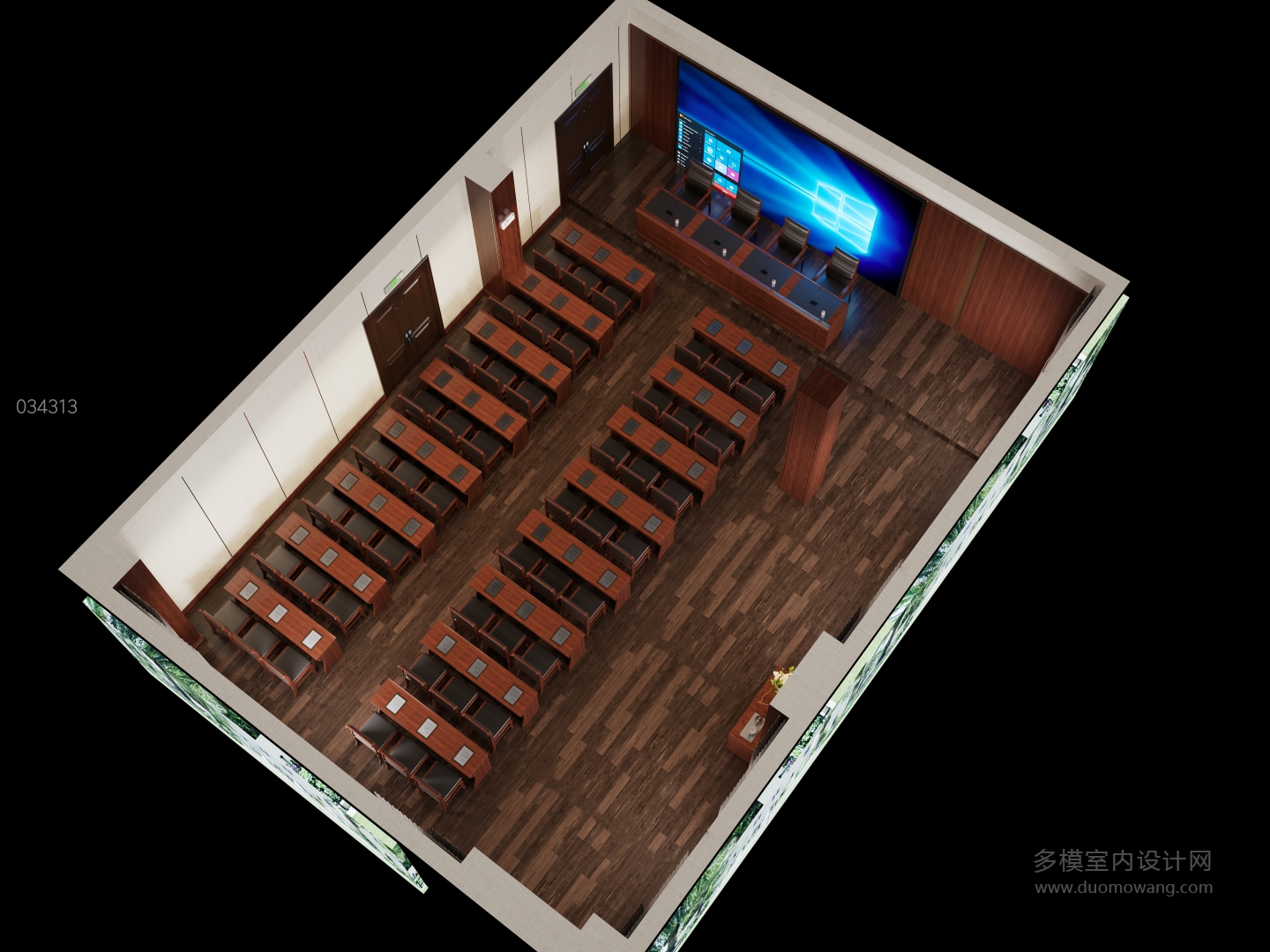 现代大会议室鸟瞰
