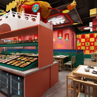 新中式国潮火锅店静态c
