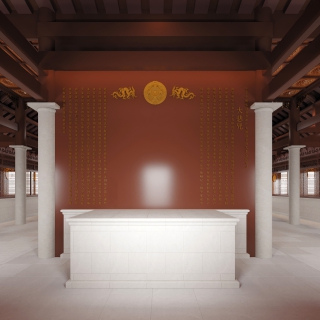 中式寺庙后视角