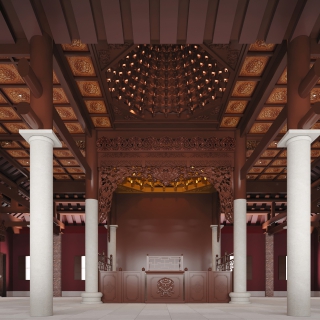 中式寺庙正视角