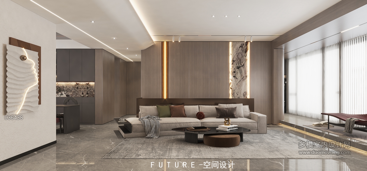现代一层客厅沙发背景