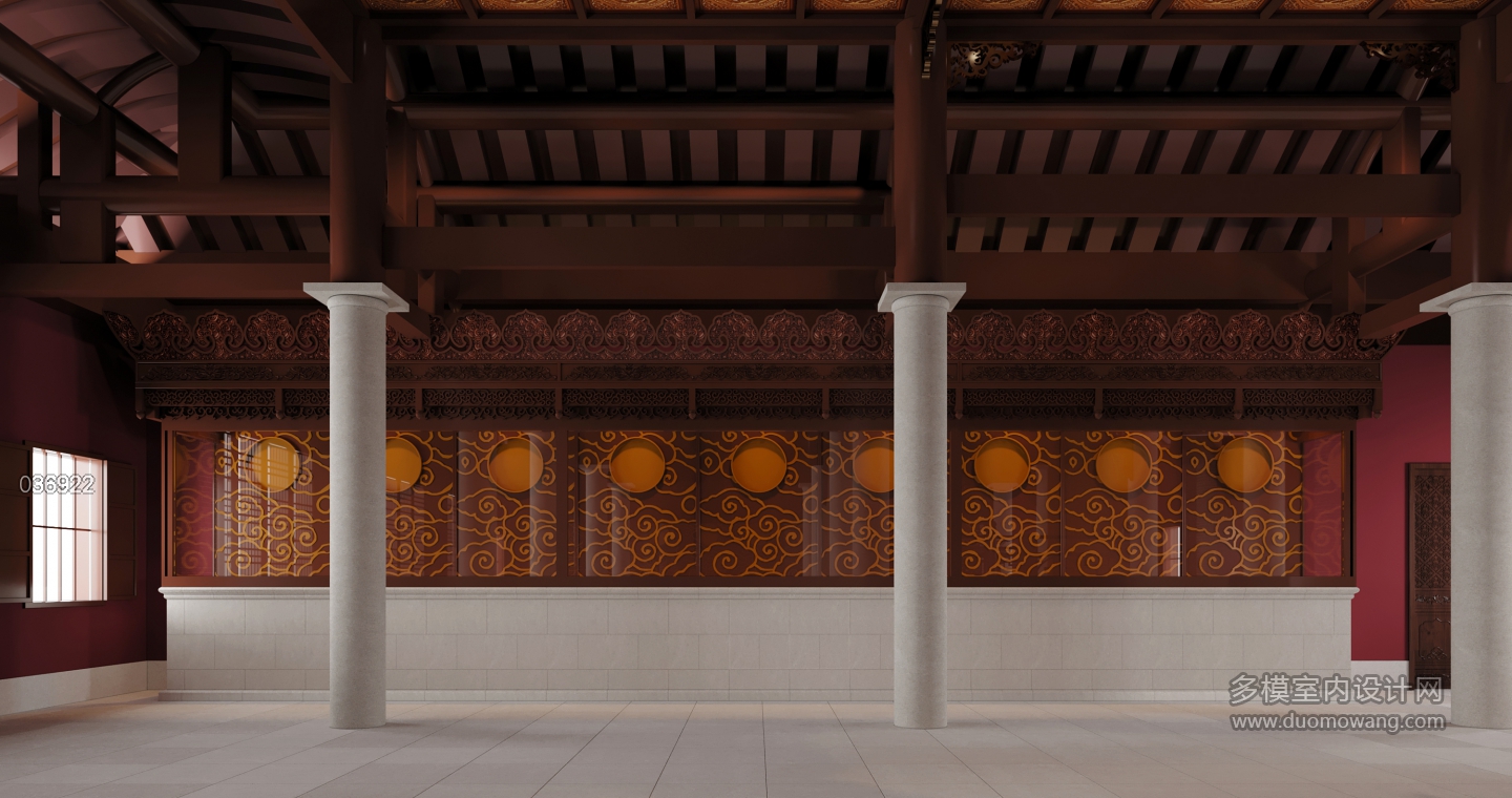 中式寺庙左视角