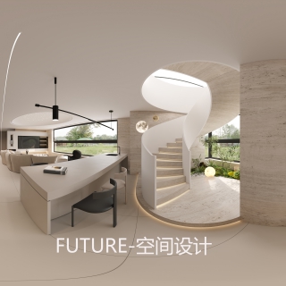 一楼现代楼梯间全景
