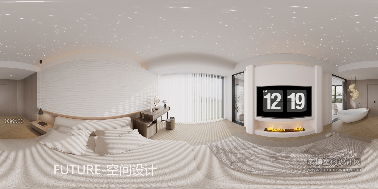 二楼现代主卧全景
