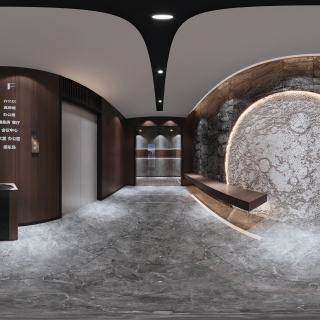 现代咖啡店电梯间全景 拷贝