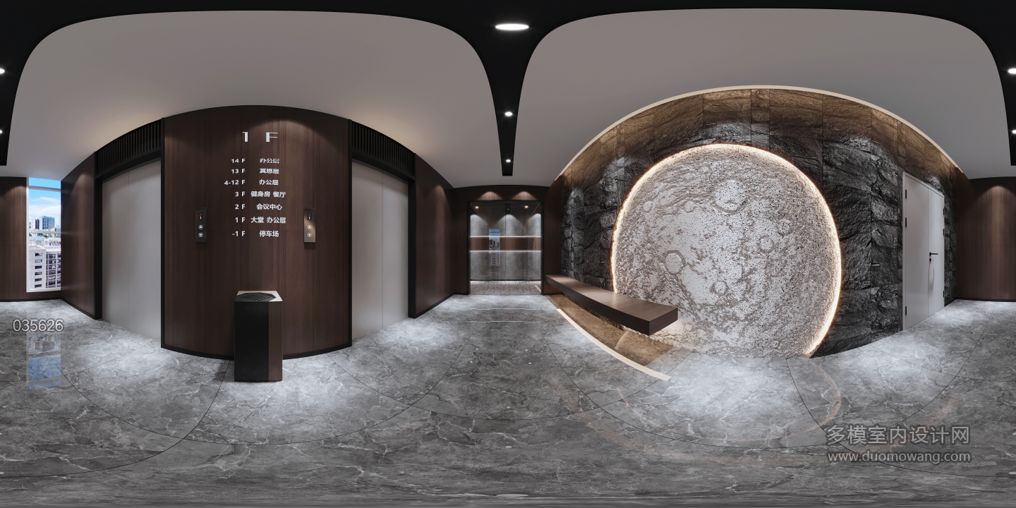 现代咖啡店电梯间全景 拷贝