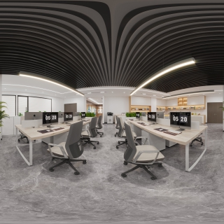 现代公共办公区全景