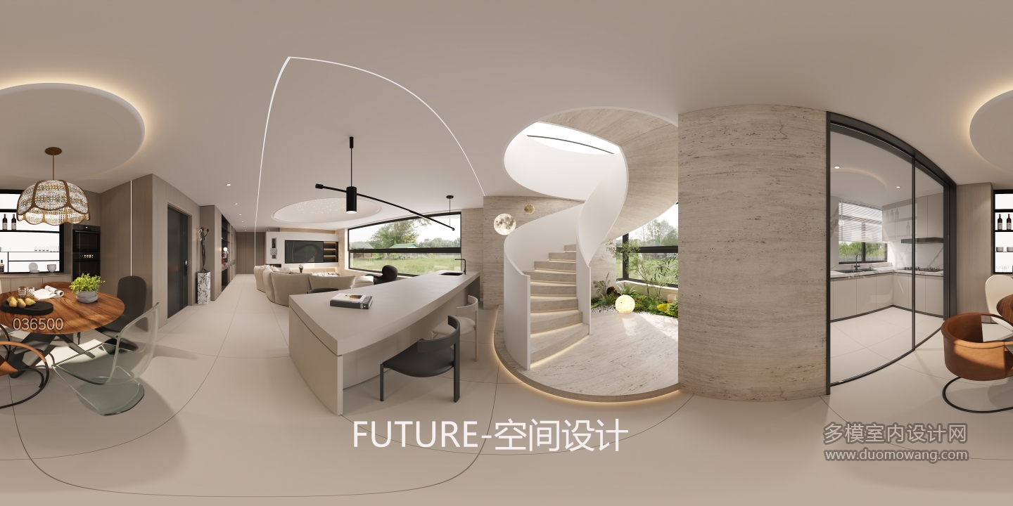一楼现代客餐厅全景