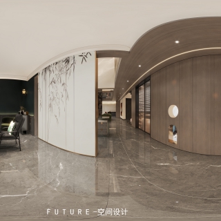 现代负二层棋牌室全景