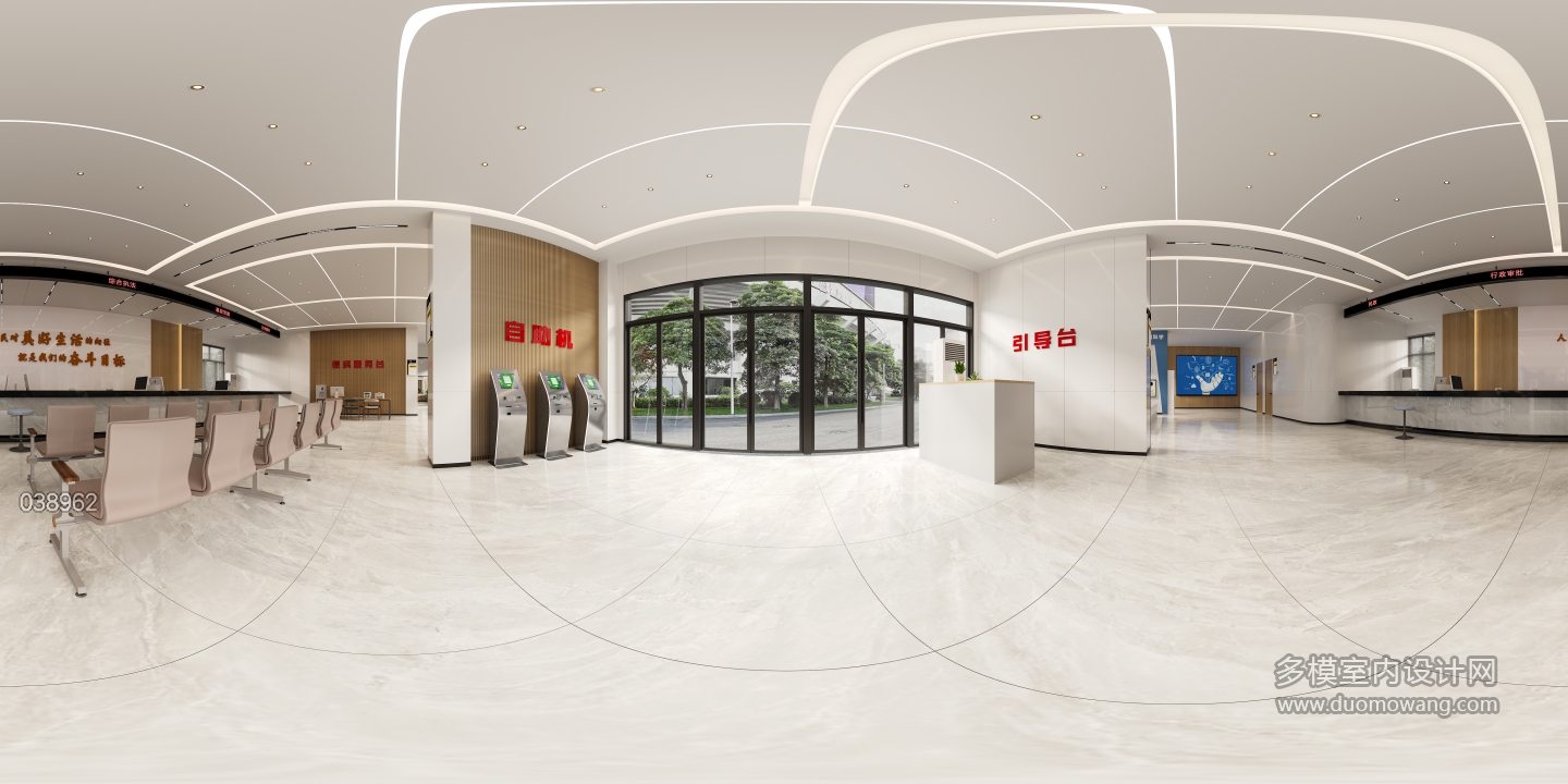 现代展厅入口大厅全景