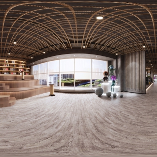 现代咖啡店阅读区全景 拷贝