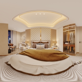 家装夜景现代轻奢主卧室360