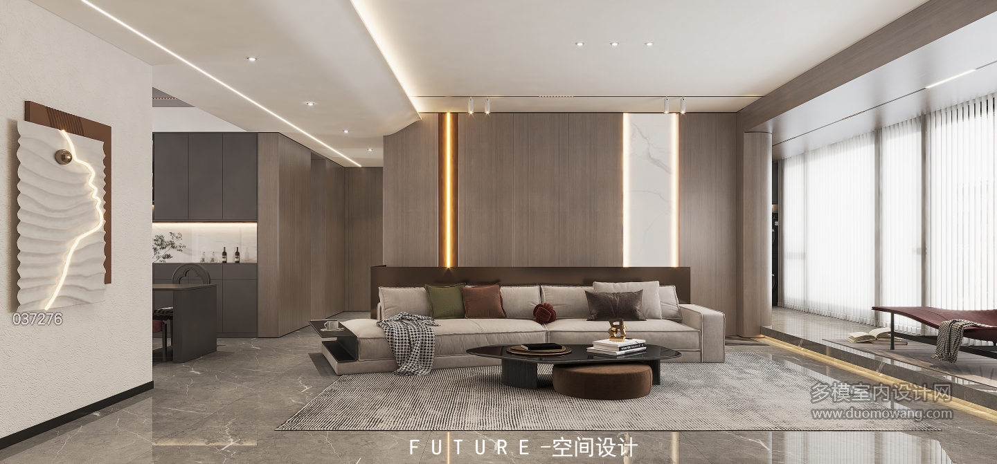现代一层客厅沙发背景