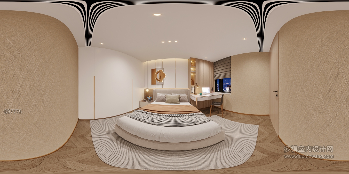 家装夜景现代次卧室360