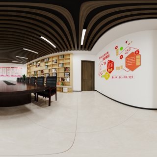 现代办公室阅读室全景