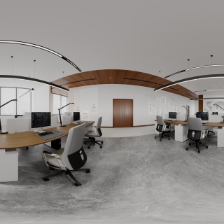 新中式办公空间公区全景