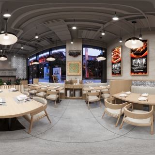 现代新疆烧烤店全景图
