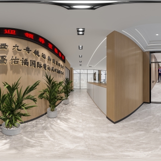 现代办公室走廊全景