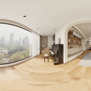 现代奶油阳台全景