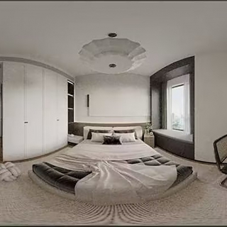 现代复古主卧360