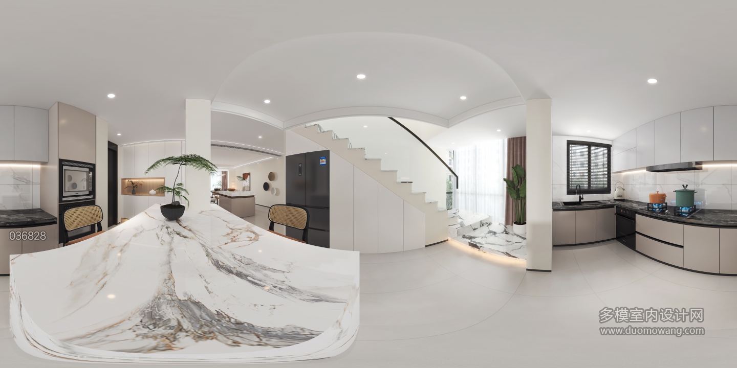 现代中式餐厨全景