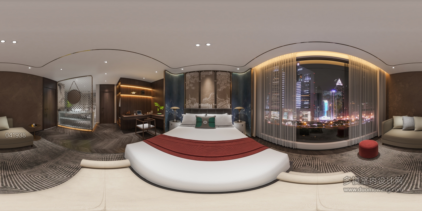 新中式卧室360
