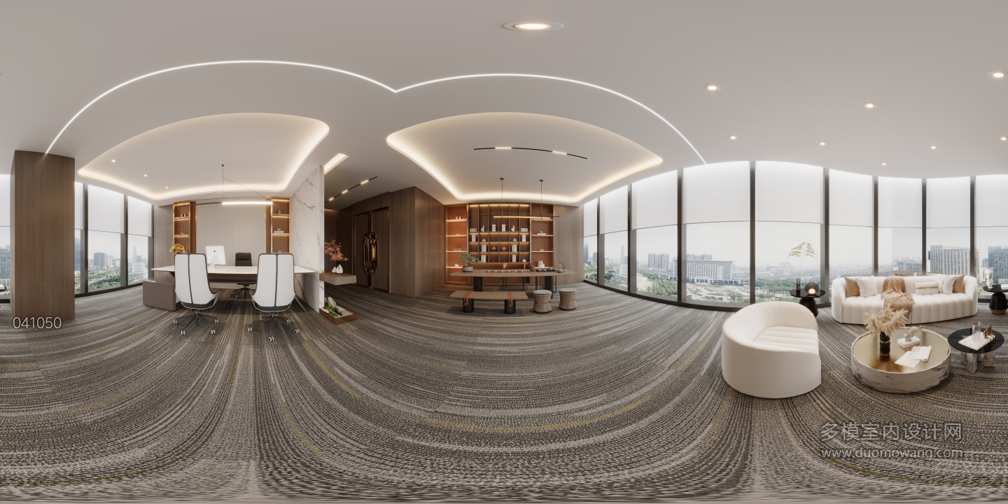 新中式董事长办公室全景