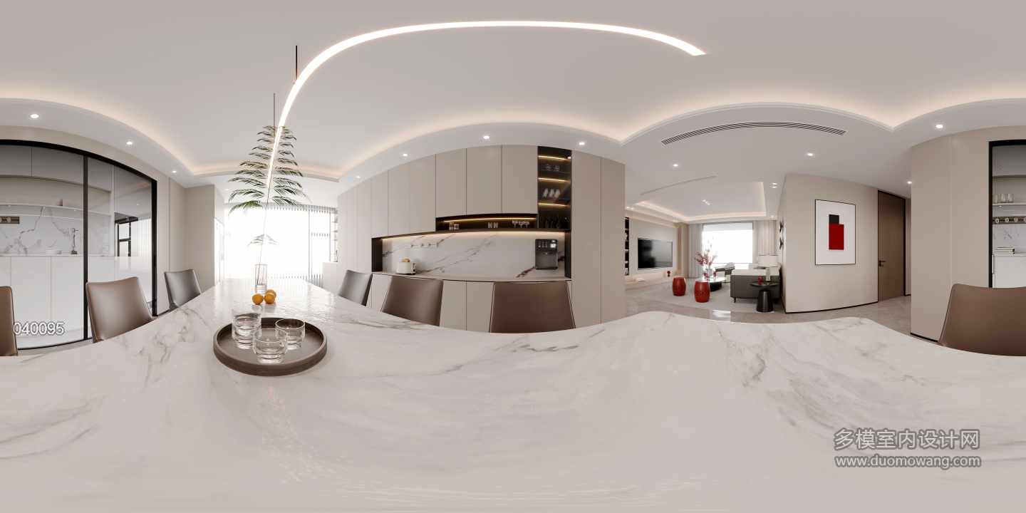 一层现代中式餐厅360