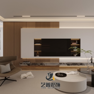 现代二楼客厅电视背景