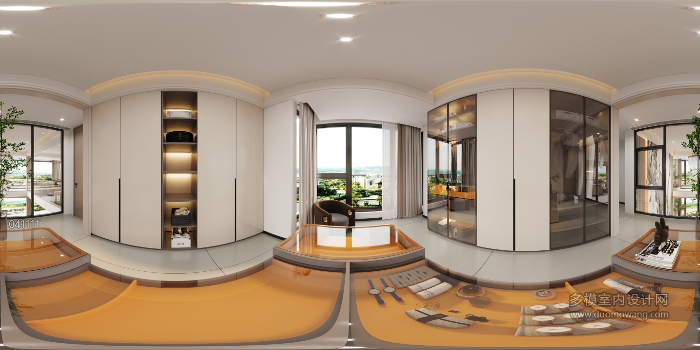 现代4层衣帽间全景