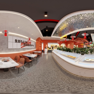 现代火锅店大厅全景3