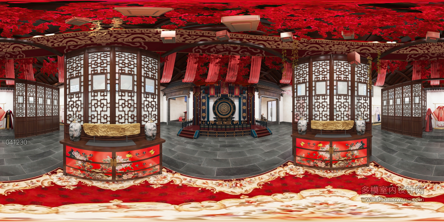 中式 婚馆 红装展区全景 (2)