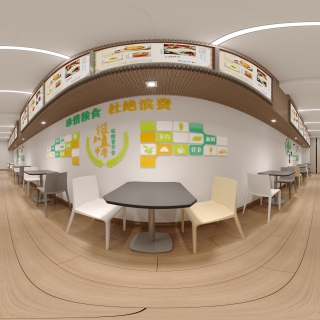 现代食堂大厅全景
