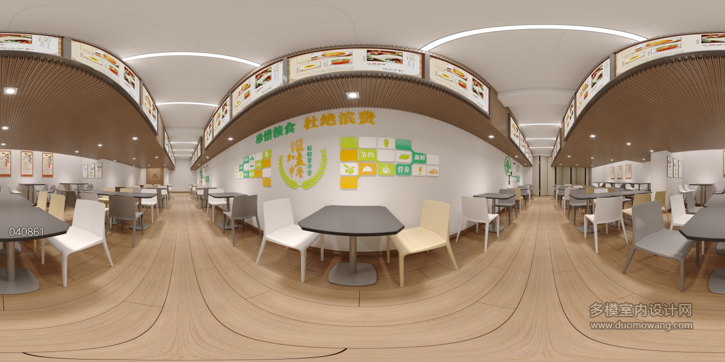 现代食堂大厅全景