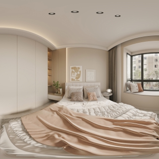 现代奶油次卧3全景