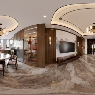 新中式一层餐厅360