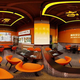 现代烧烤店一楼全景图
