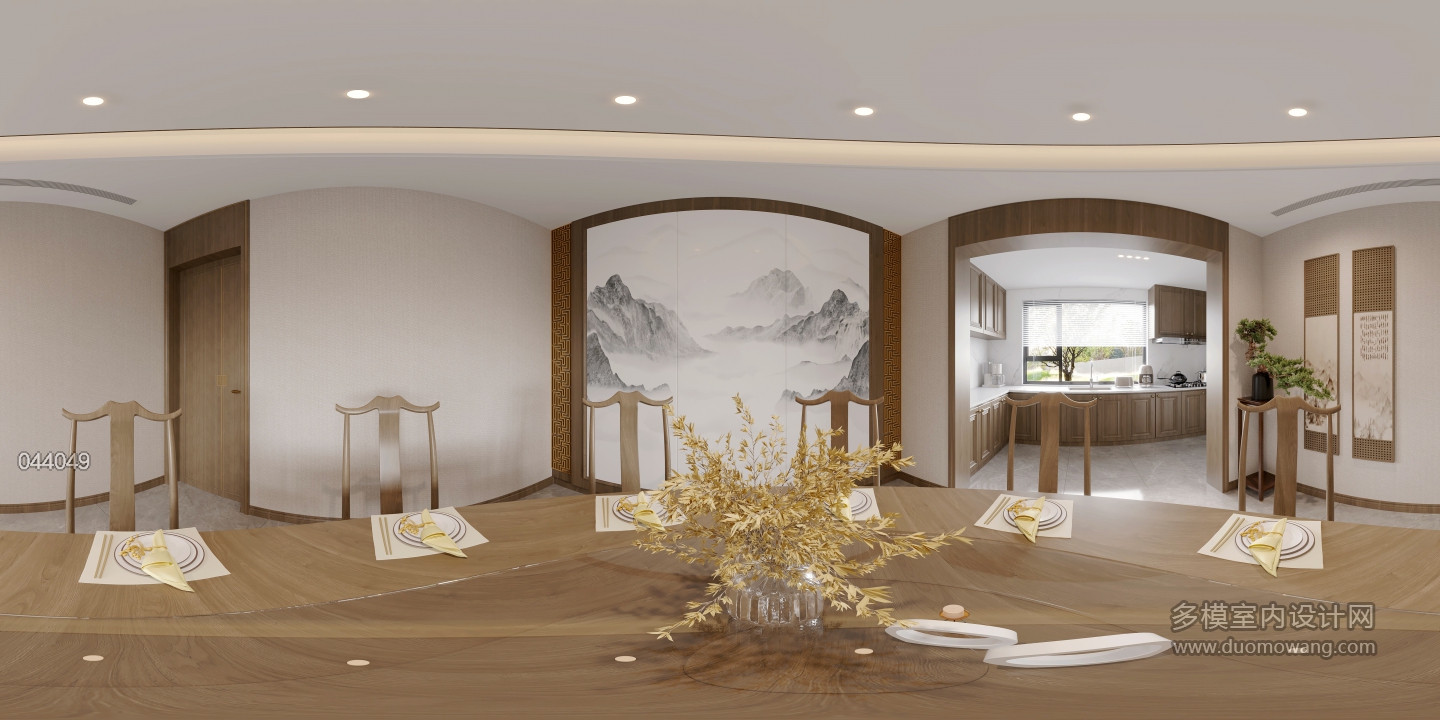 新中式一层餐厅360