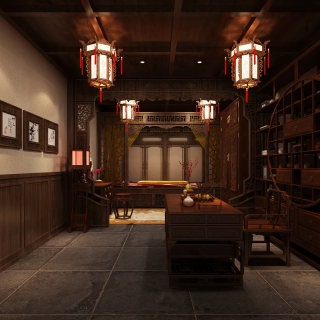 中式展厅清卧室 (1)