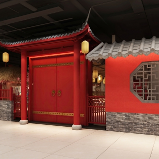 中式展厅餐厅侧门 (1)