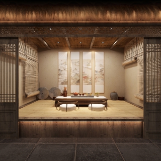 中式展厅茅草屋 (1)
