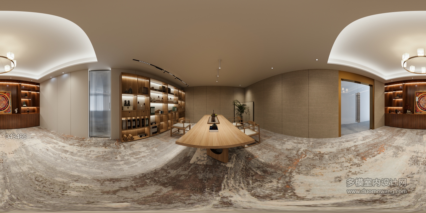 新中式茶室全景图